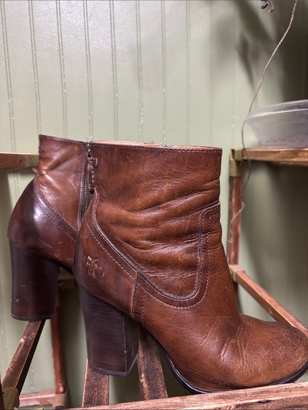 Women's Frye Brown Leather Ankle Boots - Classic Heeled Booties